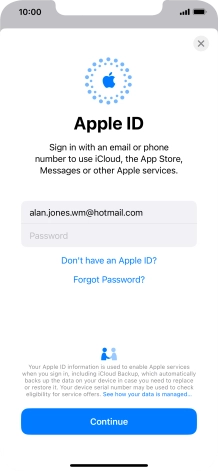 Press Password and key in the password for your Apple ID. Press Password and key in the password for your Apple ID.