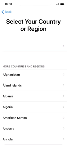 Press the required country or area. Press the required country or area.