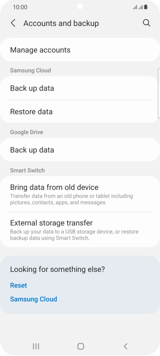 Press Manage accounts. Press Manage accounts.