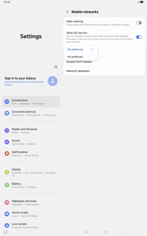 Press the required network mode. Press the required network mode.