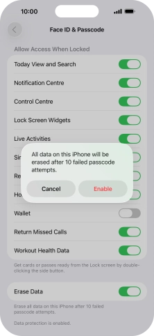If you turn on the function, press Enable. If you turn on the function, press Enable.