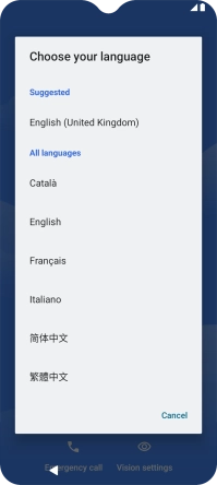 Press the required language. Press the required language.