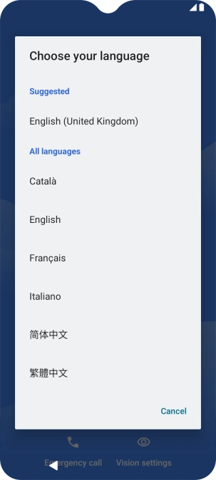 Press the required language. Press the required language.