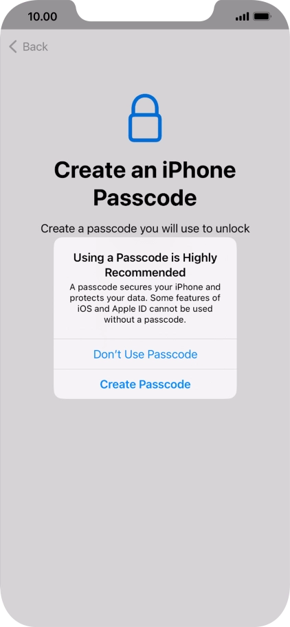 If you turn off the function, press Don't Use Passcode. If you turn off the function, press Don't Use Passcode.