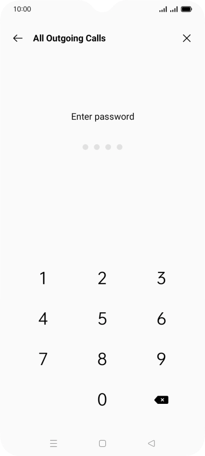 Key in your barring password. The default barring password is 0000. Key in your barring password. The default barring password is 0000.