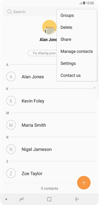 Press Manage contacts. Press Manage contacts.