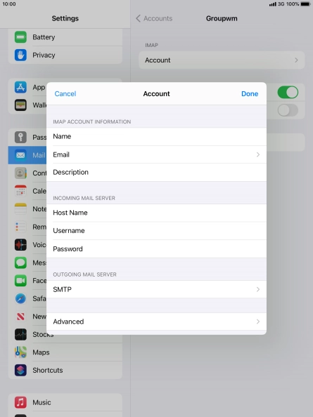 Press SMTP. Press SMTP.