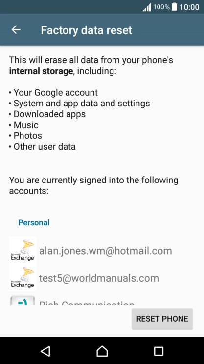 Press RESET PHONE. Press RESET PHONE.