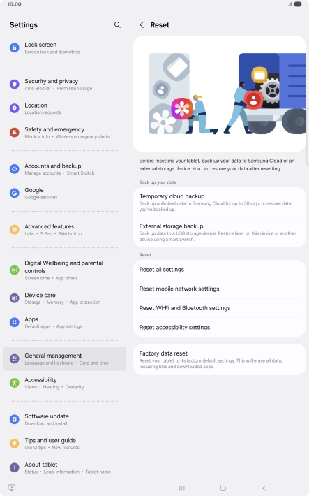 Press Factory data reset. Press Factory data reset.