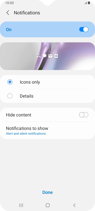 Press the required settings to turn them on or off. Press the required settings to turn them on or off.