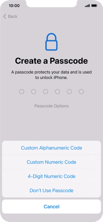Follow the instructions on the screen to turn on use of phone lock code or press Don't Use Passcode. Follow the instructions on the screen to turn on use of phone lock code or press Don't Use Passcode.