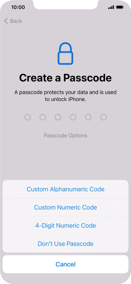 Follow the instructions on the screen to turn on use of phone lock code or press Don't Use Passcode. Follow the instructions on the screen to turn on use of phone lock code or press Don't Use Passcode.