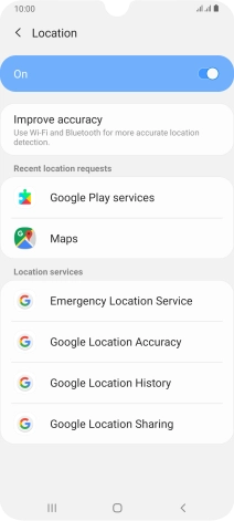 Press Google Location Accuracy. Press Google Location Accuracy.