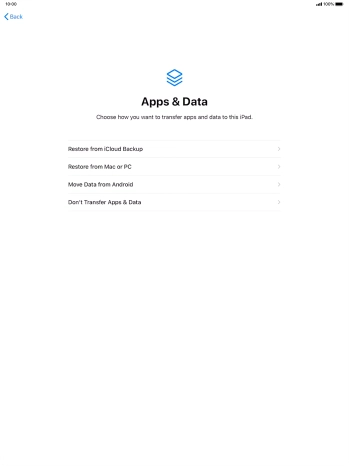 You can restore content from an iCloud backup when your tablet is activated for the first time and after a factory reset. When this screen is displayed, your tablet is ready to restore content from an iCloud backup. You can restore content from an iCloud backup when your tablet is activated for the first time and after a factory reset. When this screen is displayed, your tablet is ready to restore content from an iCloud backup.