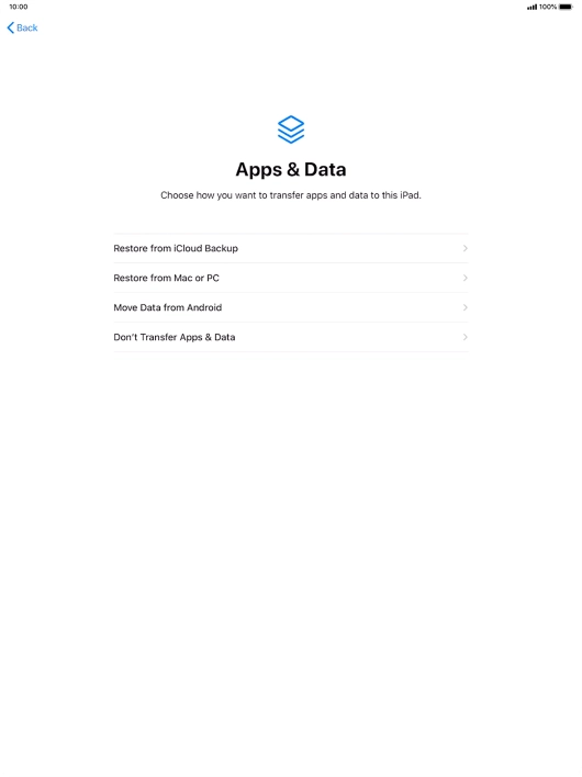 You can restore content from an iCloud backup when your tablet is activated for the first time and after a factory reset. When this screen is displayed, your tablet is ready to restore content from an iCloud backup. You can restore content from an iCloud backup when your tablet is activated for the first time and after a factory reset. When this screen is displayed, your tablet is ready to restore content from an iCloud backup.