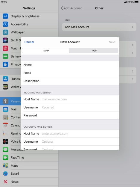 Press IMAP. Press IMAP.