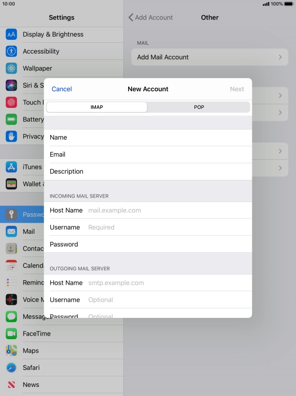 Press IMAP. Press IMAP.