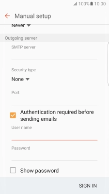 If you turn on SMTP authentication, press the field below If you turn on SMTP authentication, press the field below