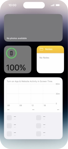Slide your finger up or down on the screen to see more widgets. Slide your finger up or down on the screen to see more widgets.