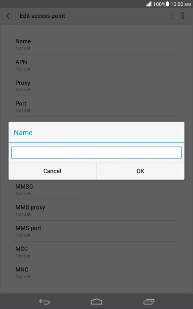 Key in Vodafone Internet and press OK. Key in Vodafone Internet and press OK.