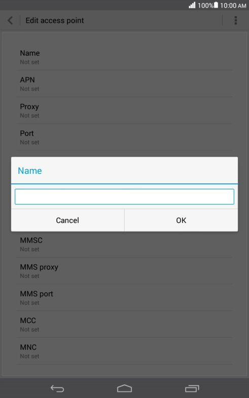 Key in Vodafone Internet and press OK. Key in Vodafone Internet and press OK.