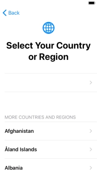 Press the required country or area. Press the required country or area.
