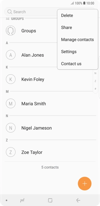 Press Manage contacts. Press Manage contacts.