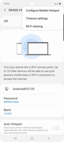 Press Configure Mobile Hotspot. Press Configure Mobile Hotspot.
