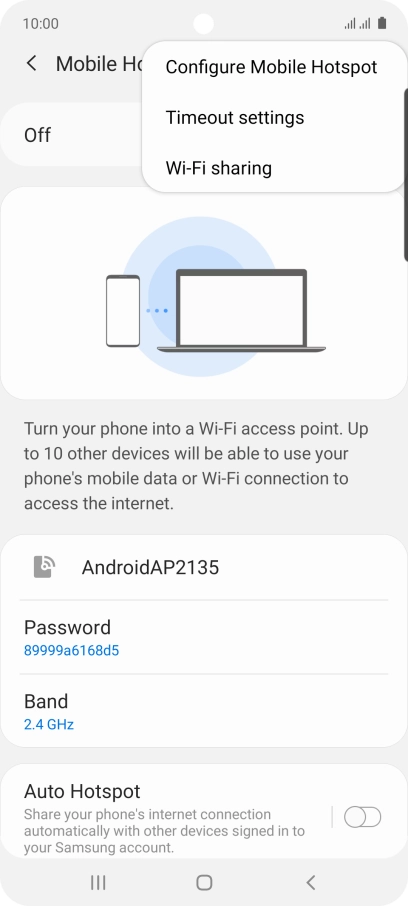 Press Configure Mobile Hotspot. Press Configure Mobile Hotspot.