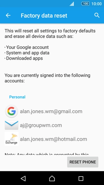 Press RESET PHONE. Press RESET PHONE.