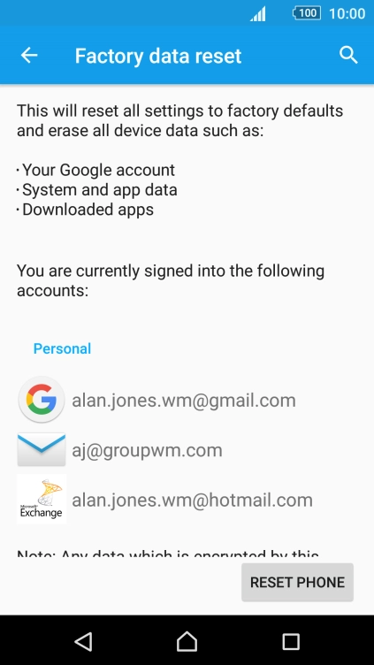 Press RESET PHONE. Press RESET PHONE.