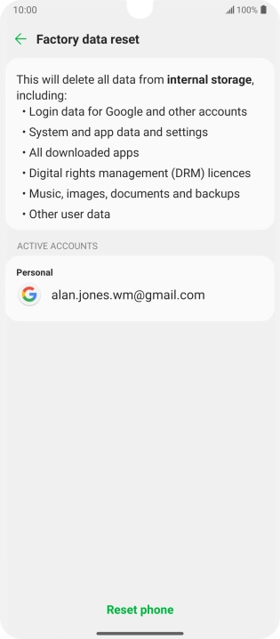 Press Reset phone. Press Reset phone.