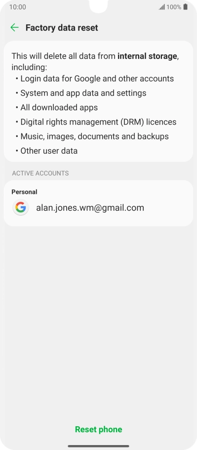 Press Reset phone. Press Reset phone.