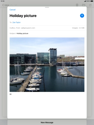 Press the send icon when you've finished your email message. Press the send icon when you've finished your email message.