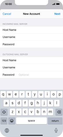 Press Password and key in the password for your email account. Please note that if you're using Vodafone's outgoing server, leave the password field empty. Press Password and key in the password for your email account. Please note that if you're using Vodafone's outgoing server, leave the password field empty.