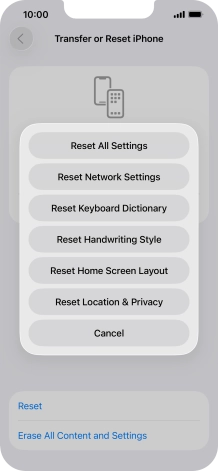 Press Reset All Settings. Press Reset All Settings.