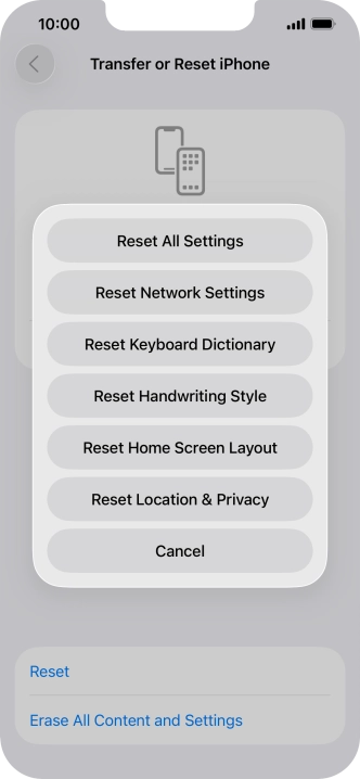 Press Reset All Settings. Press Reset All Settings.