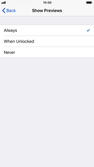 To select notification preview on the lock screen, press Always. To select notification preview on the lock screen, press Always.