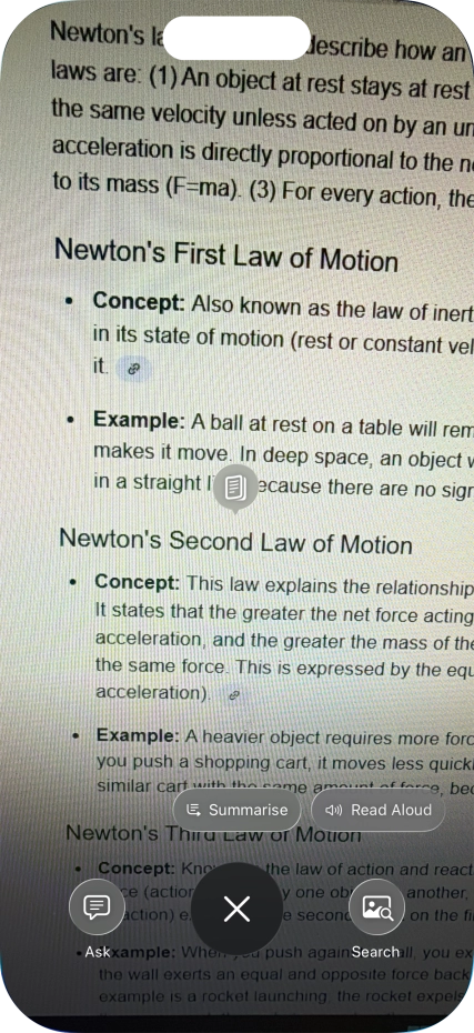 To use visual intelligence on a text, take a picture of the text, press the required setting and follow the instructions on the screen to use the function. To use visual intelligence on a text, take a picture of the text, press the required setting and follow the instructions on the screen to use the function.