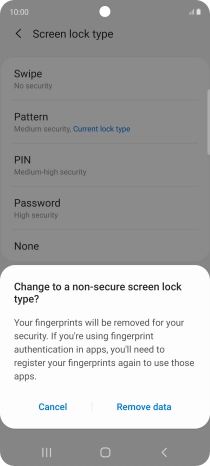 Press Remove data. Press Remove data.