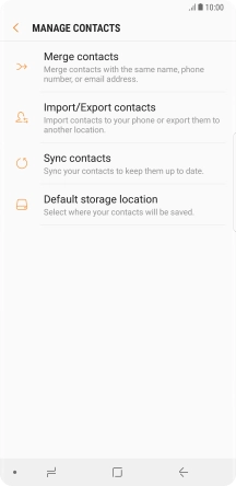 Press Import/Export contacts. Press Import/Export contacts.