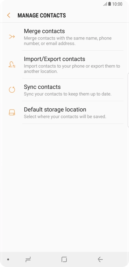 Press Import/Export contacts. Press Import/Export contacts.