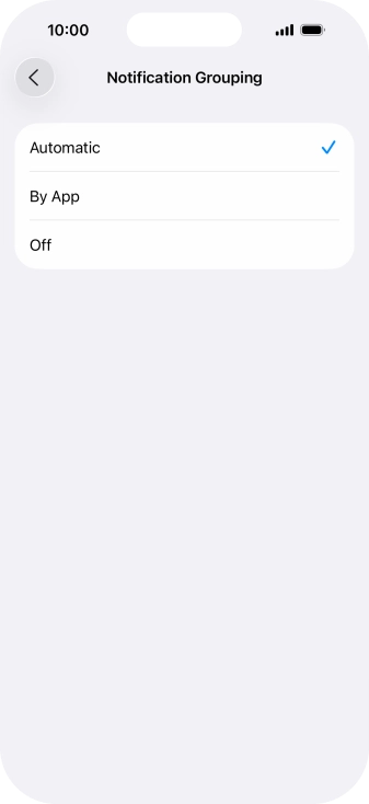 Press the required setting. Press the required setting.