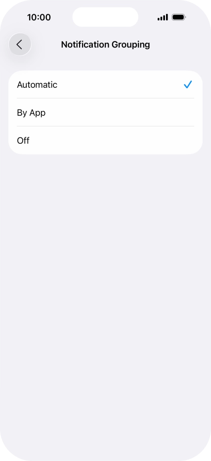 Press the required setting. Press the required setting.