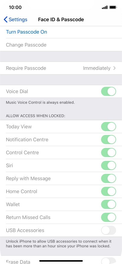 Press Turn Passcode On and key in a phone lock code of your own choice twice. Press Turn Passcode On and key in a phone lock code of your own choice twice.