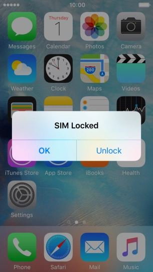 If your SIM is locked, press Unlock. If your SIM is locked, press Unlock.