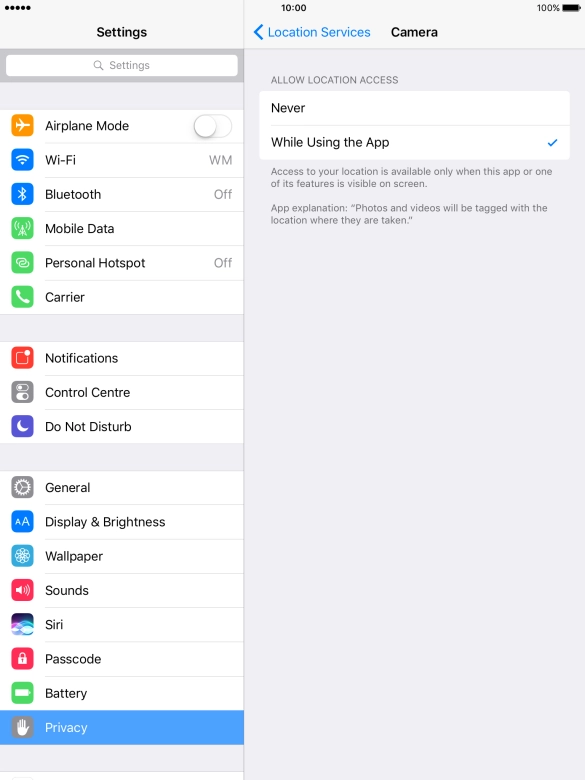 Press the required setting to turn the function on or off. Press the required setting to turn the function on or off.