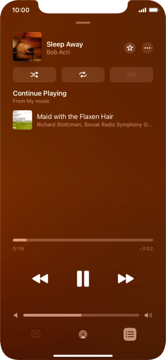 Press the shuffle icon to turn the function on or off. Press the shuffle icon to turn the function on or off.