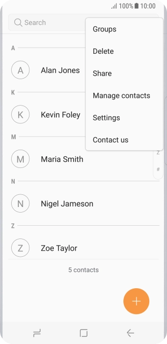 Press Manage contacts. Press Manage contacts.