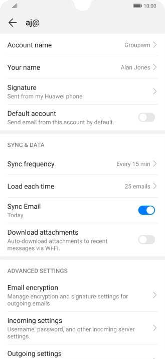 Press Account name and key in the required name. Press Account name and key in the required name.
